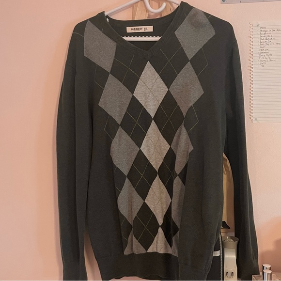 Vintage Old Navy Gap Argyle V Neck Sweater - Picture 1 of 3